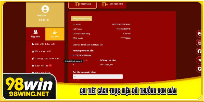 Chi tiết cách thực hiện đổi thưởng đơn giản