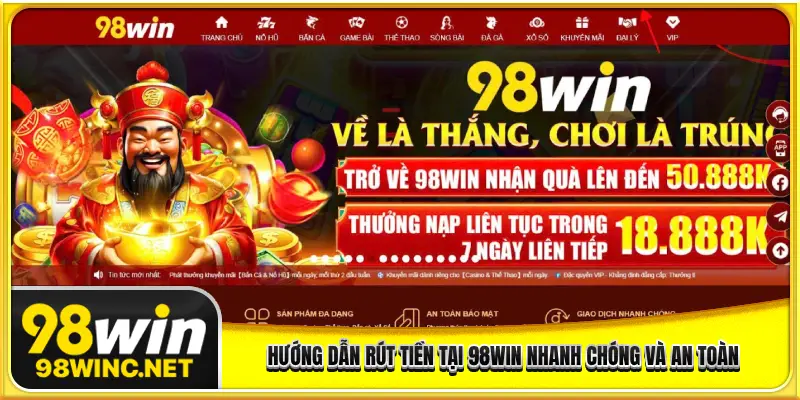 Rút tiền tại 98win